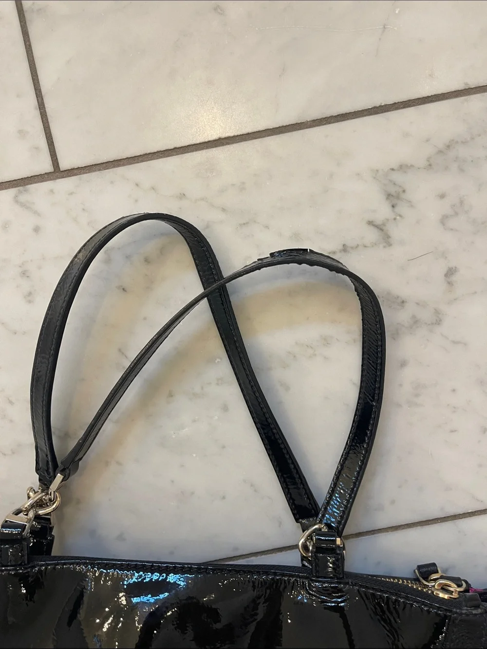 Kate Spade New York black Patent Designer Leather Tote Bag - Classic